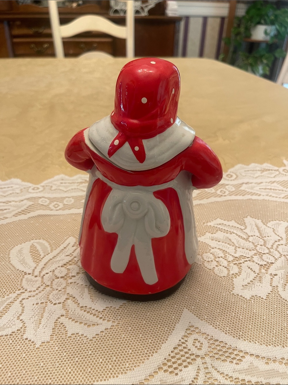 Vintage Black Mammy Ceramic Canister Set - Red & White - Picture 5 of 9